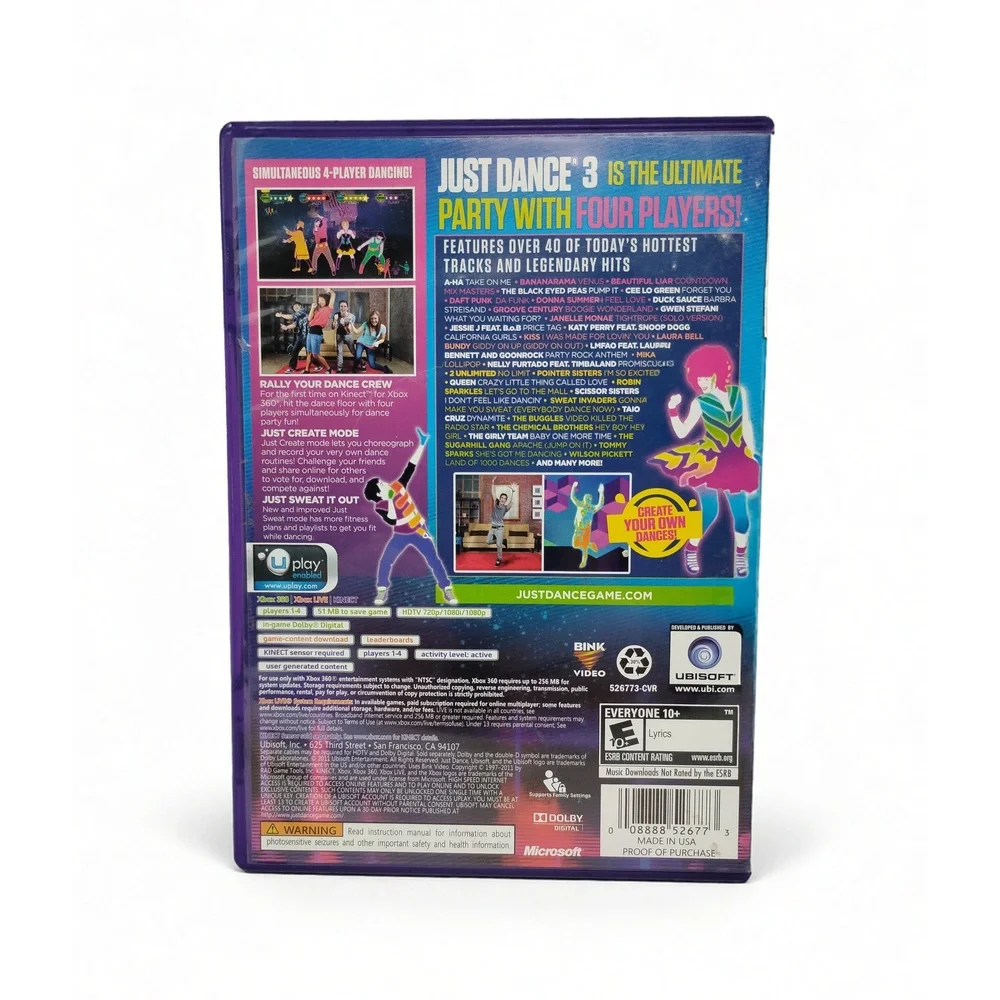 Ubisoft Just Dance 3 Xbox 360 Video Game Kinect Required Party Rhythm Music 4Ply